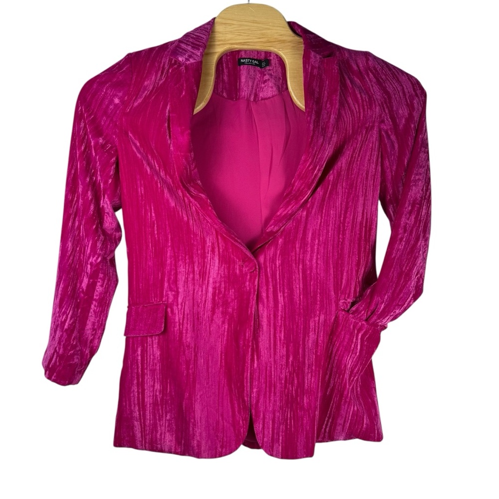 Nasty‎ Gal Velvet Blazer – Magenta Pink – Size US 8